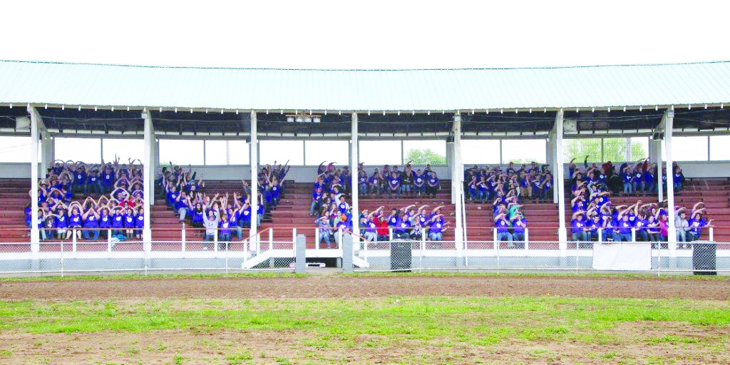 At the culmination of their outstanding Community Day efforts, the students from the OVCTC showed a little school spirit in the grandstand at the Adams County Fairgrounds.