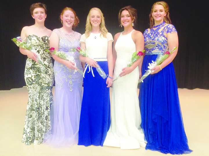 The 2016 Adams County Junior Fair Queen finalists include, from left, Molly Bauman, Jordan Crum, Sarah McFarland, McKayla Smith, and Caitlin Young.