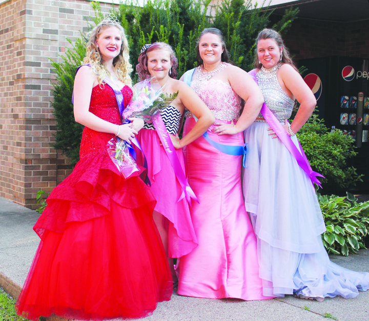 Royalty was crowned last Thursday night for the 2016 Manchester River Days celebration.  From left, 2016 River Days Queen Gabi Lainhart, First Runner-Up Kayle Thomas, Second Runner-Up Miranda Schiltz, and Third Runner-Up Miranda Jackson.  Photo by Patricia Beech